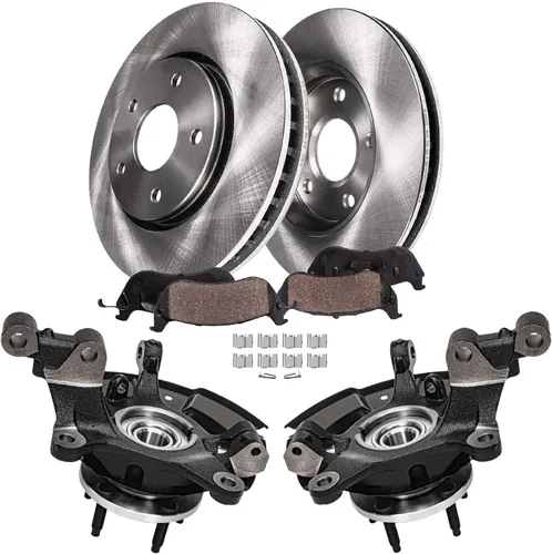 Vista 20 de Detroit Axle - Kit de freno delantero de 6 piezas para Volkswagen Jetta Golf Eos Audi A3 Quattro, Rotores de freno de disco, Pastillas de freno
