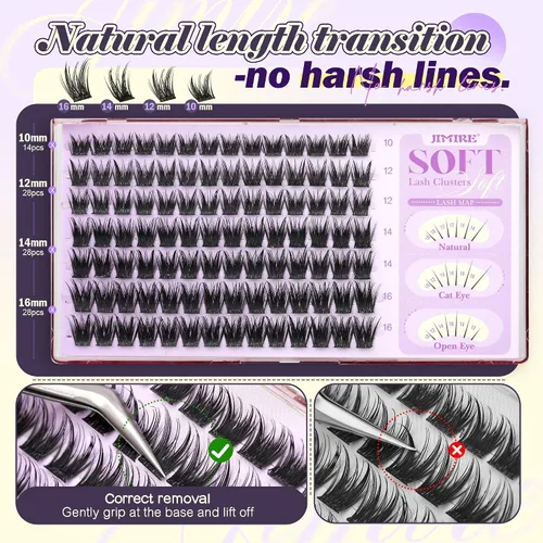 Vista 7 de Wispy Lash Racimos de Pestañas de Aspecto Natural Manga, Extensiones de Pestañas en Racimo de 0.39-0.630 in, Extensiones de pestañas en racimo en D
