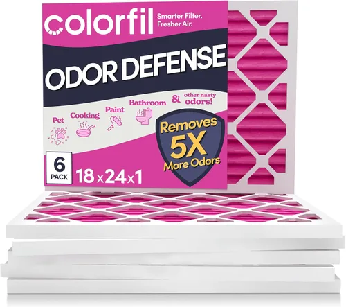 Vista 33 de Colorfil - Filtro de aire de 12 x 12 x 1 pulgadas, filtros que cambian de color para olores de gatos y perros, filtro de aire acondicionado MERV 8