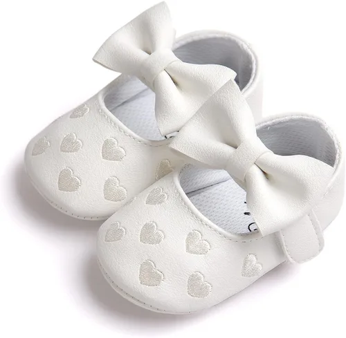Vista 2 de RVROVIC Zapatos de bebé para niñas suela suave zapatos planos Mary Jane vestidos de princesa zapatos de poliuretano lindo lazo precaminante