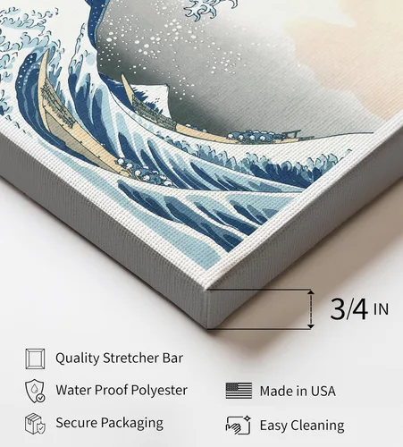 Vista 3 de Poster Master Lienzo The Great Wave – Impresión náutica retro – Arte japonés – Regalo para artista, amigo – Arte ilustrado – Decoración