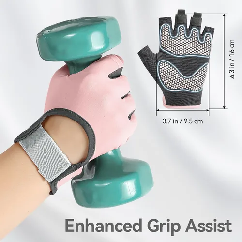 Vista 5 de Guantes de entrenamiento para hombres y mujeres, guantes de levantamiento de pesas antideslizantes con absorción de golpes, guantes de gimnasio