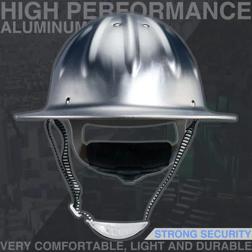 Vista 2 de Casco de seguridad de aluminio con suspensiones de trinquete, gorra de seguridad plateada, talla única, se adapta a la mayoría