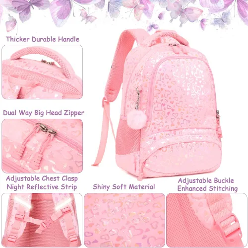 Vista 56 de Juego de mochila para niñas y adolescentes, mochila escolar para niños con bolsa para el almuerzo, estuche para lápices, mochilas escolares