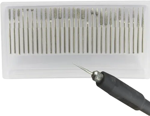 Vista 8 de Juego de 30 rebabas de diamante con vástago de 1/8 pulgadas para herramientas rotativas Dremel 1/8'' Shank Diamond Burs for Gemstone, Glass, Rock