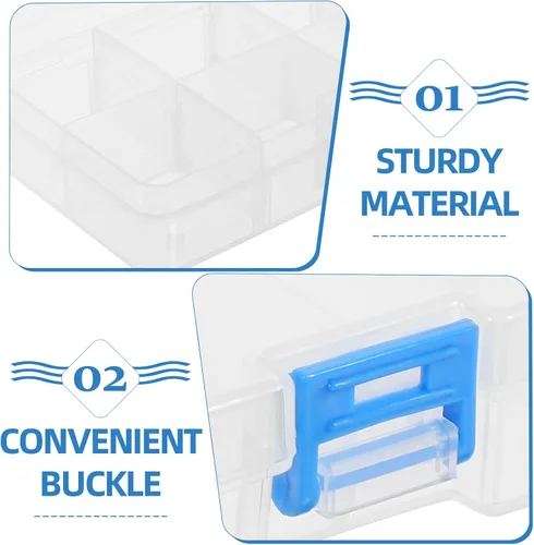 Vista 7 de Healifty Caja de herramientas transparente para arte de uñas, organizador de 8 ranuras con tapa, estuche de almacenamiento de manicura de plástico