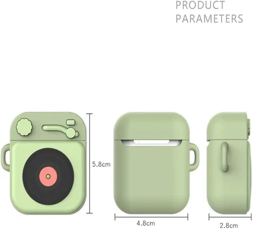 Vista 7 de Funda compatible con auriculares Airpods 1 y 2, diseño creativo retro de Mapoo, silicona suave, impermeable, a prueba de golpes, funda protectora