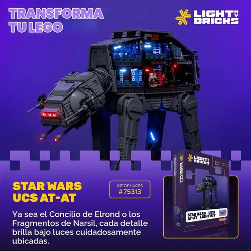 Vista 4 de Light My Bricks Kit de luces LED para LEGO Star Wars UCS AT-AT 75313 - Iluminación de pantalla personalizada para iluminar y mejorar el modelo LEGO