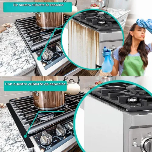 Vista 3 de Cubiertas de hueco para estufa Mofason, relleno de silicona para horno de cocina – Tiras de encimera de 21 pulgadas, protector de hueco fácil