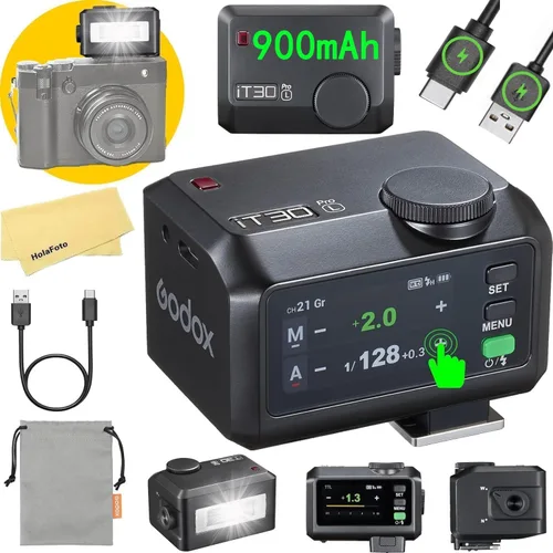 Vista 10 de Godox iT30 Pro N iT30Pro-N TTL Mini cámara flash para Nikon Flash Speedlight Speedlite, maestro y receptor inalámbrico, pantalla táctil a todo