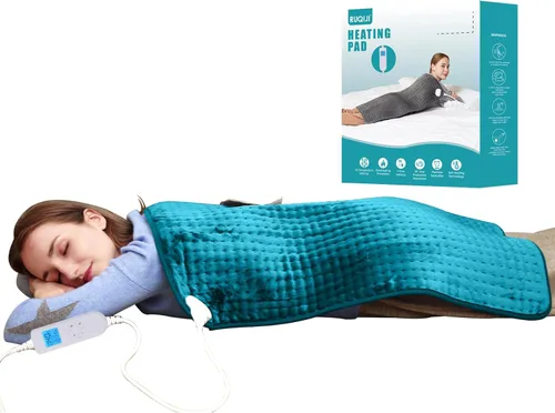 Vista 16 de Ruqiji Almohadilla térmica de cuello y hombro con peso de 19 x 24 pulgadas, 2.5 libras con 12 ajustes de temperatura y temporizador de cuenta