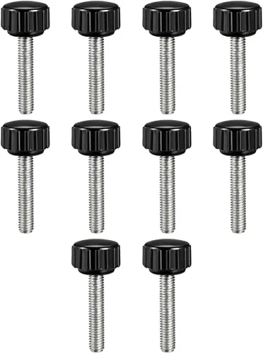 Vista 8 de uxcell Perillas de sujeción moleteadas con rosca métrica macho M4 x 1.969 in, tornillo de agarre para pulgar, perno de mango de sujeción manual