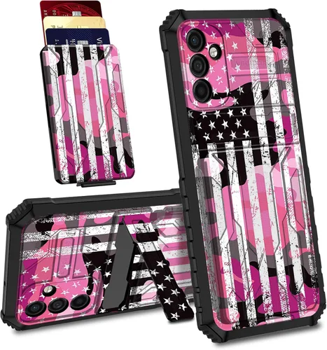 Vista 15 de Funda para Samsung Galaxy A13 5G con ranura desmontable para tarjetero, función atril, doble capa, resistente, a prueba de golpes, funda oculta