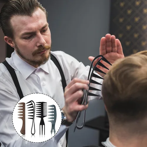 Vista 5 de Juego de 4 peines para el cabello, dientes anchos y peines de doble cara para hombres y niños