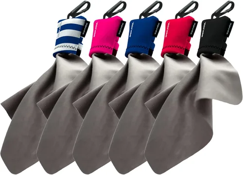 Vista 19 de SPUDZ Paquete variado clásico Tres toallas de microfibra de 10 x 10 pulgadas con bolsas de neopreno Paños de limpieza de microfibra premium