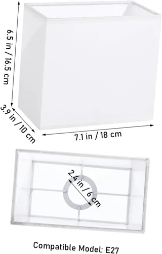 Vista 2 de SHERCHPRY Pantalla rectangular de tela para lámpara rectangular pantalla grande E27 para el hogar