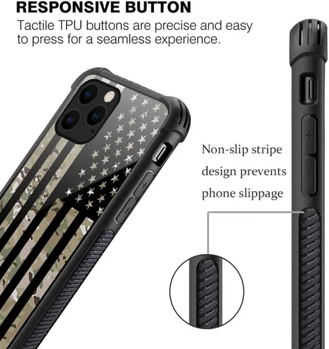 Vista 3 de DJSOK Funda compatible con iPhone 11, diseño con patrón de parachoques trasero, esquinas reforzadas antiarañazos, caver de TPU suave, fundas