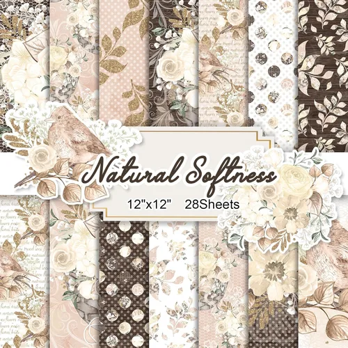 Vista 13 de 28 hojas de papel para álbumes de recortes, papeles especiales florales para álbumes de recortes de 160 g / m², paquete de papel para manualidades