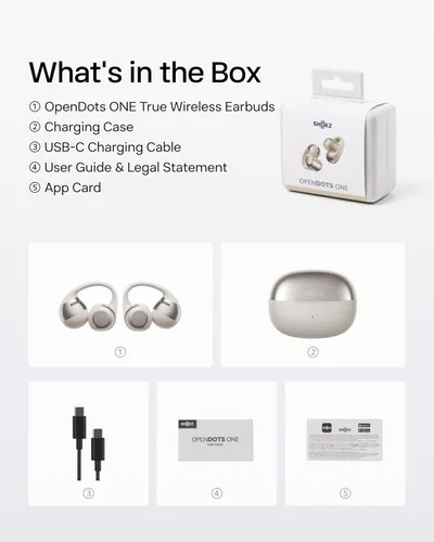 Vista 8 de SHOKZ OpenDots ONE - Auriculares de oído abierto, auriculares clip-on - Auriculares inalámbricos Bluetooth con micrófono - Seguros, ligeros, cómodos
