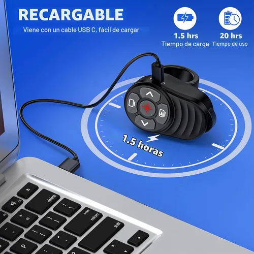 Vista 3 de Presentador inalámbrico USB tipo C con láser, control remoto de presentación, anillo para el dedo, clicker de PowerPoint, avance de diapositivas