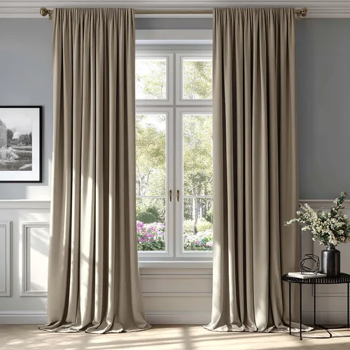 Vista 17 de MIULEE - Juego de 2 paneles de cortinas negro opacas y térmicas de terciopelo para la sala de estar y dormitorio, con bolsillo para cortinero, de 63