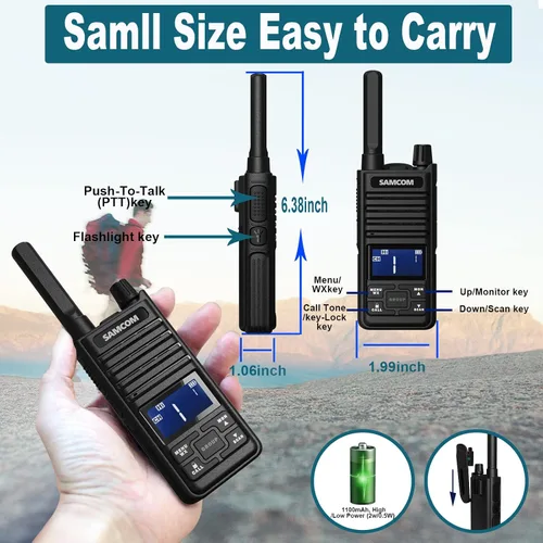 Vista 7 de SAMCOM Walkie Talkies GMRS de largo alcance con micrófono de altavoz USB-C, paquete de 4, radios bidireccionales de mano GMRS de largo alcance