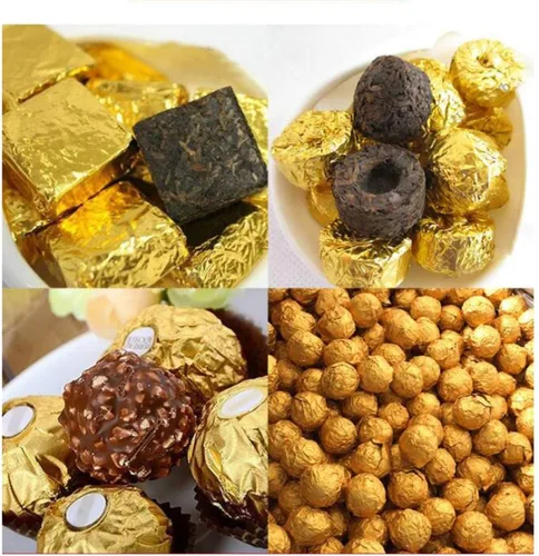 Vista 4 de 500pcs Golden Chocolate Candy Foil Candy Wrappers Papel de aluminio para papel de embalaje de papel de embalaje de papel de aluminio