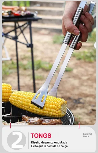 Vista 3 de Parrilla BBQ Accesorios de BBQ, Herramientas de Parrilla de Acero Inoxidable Accesorios para Asar Juego de Parrilla Accesorios de Parrilla