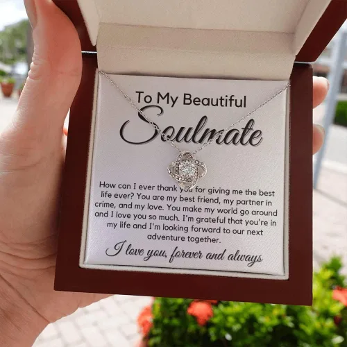 Vista 8 de to My Soulmate Love Knot Necklace - My Lovely Wife, Gifts for Girlfriend, Romantic Gifts for Her from Husband to Wife, Valentine's Day, for Wife BF1