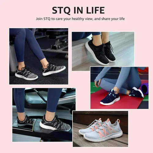 Vista 8 de STQ Zapatos de tenis con cordones para mujer, cómodos tenis para caminar con soporte de arco
