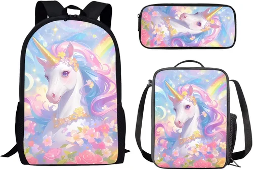 Vista 19 de Paquete de 3 bolsas escolares con estampado de bandera estadounidense para niños, mochila de gran capacidad para laptop, con cremallera, estuche