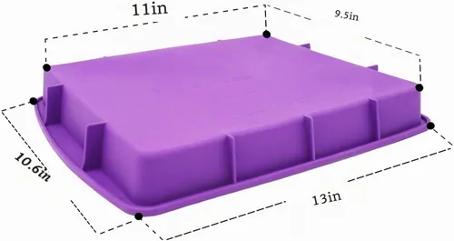 Vista 4 de Lmaray Bandeja de silicona morada de 11 x 9.5 pulgadas, segura, duradera, fácil de limpiar, apta para microondas y horno