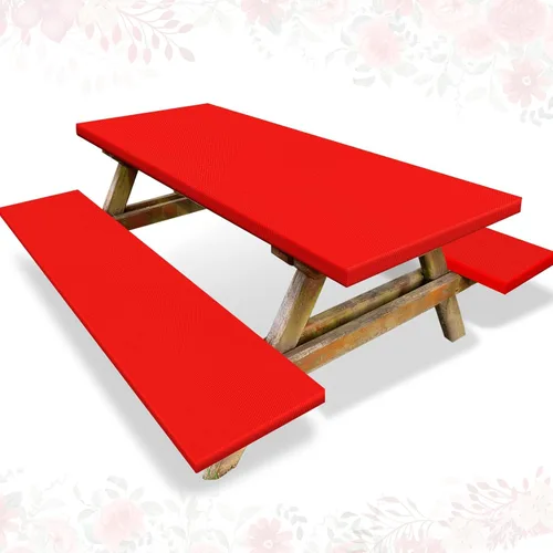 Vista 10 de Funda de mantel ajustable de 3 piezas para mesa de pícnic y bancos, para mesa de 6 pies, 30 x 72 pulgadas, vinilo con bordes elásticos ajustables
