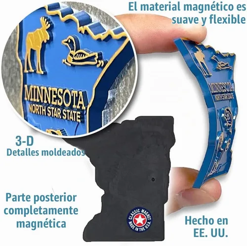 Vista 3 de Imán con diseño de mapa de estado, Minnesota