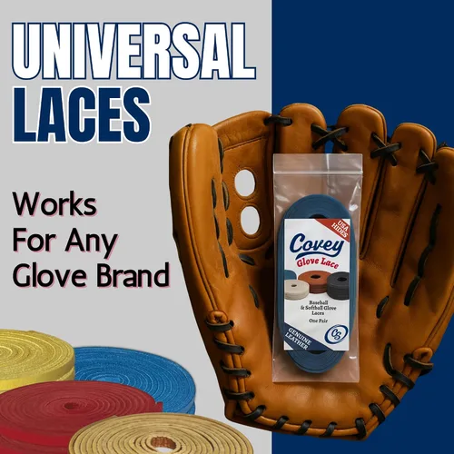 Vista 6 de Covey Sports Kit de encaje de guante de béisbol de alta calidad, cuero crudo americano auténtico, cordones de 72 pulgadas para reparación y relación
