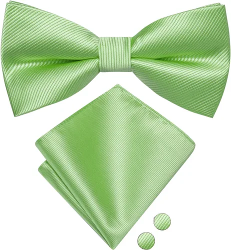 Vista 3 de Hi-Tie Juego de alfileres de solapa de pajarita preatados sólidosde cristal para hombre, pajarita ajustable para boda, baile de graduación, esmoquin