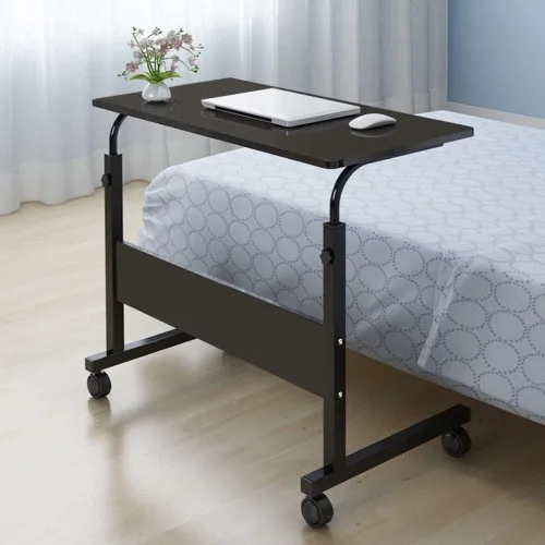 Vista 12 de Mesa auxiliar móvil ajustable con ruedas, mesa auxiliar para sofá con ruedas, mesa auxiliar de sofá en forma de C, escritorio sobre la cama, mesita