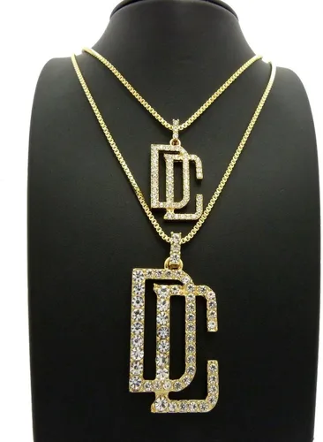 Vista 2 de Juego de collar de cadena de cadena de cuerda con dije de cruz para hombre, Metal, Circonia cúbica