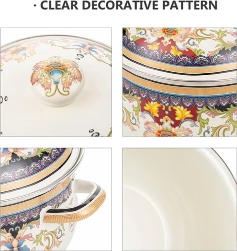 Vista 3 de OLYTARU - Olla de acero esmaltada con tapa, 3 cuartos de galón
