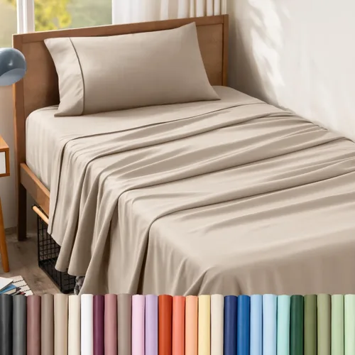 Vista 92 de Bare Home Juego de Sábanas Twin - Sábanas de Cama de Microfibra Ultra-Suave 1800 - Doble Cepillado - Bolsillos Profundos - Ajuste Fácil - Extra