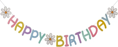 Vista 16 de Cartel de feliz cumpleaños con diseño de margarita para niños y adultos, decoración de fiesta de cumpleaños (azul + blanco)