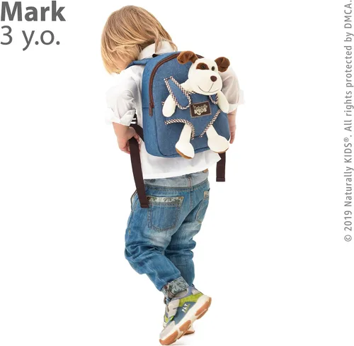 Vista 7 de Naturally KIDS Mochila pequeña con juguete de peluche de perro de peluche Mochila para niños pequeños para niños Juguetes para niños de 3 años