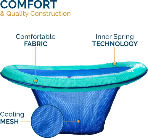Vista 5 de SwimWays Spring Float Premium Papasan - Tumbona inflable para piscina para adultos con inflado rápido para edades de 15 años en adelante