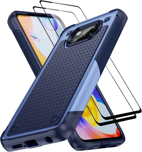 Vista 18 de Jeylly Funda para Xiaomi Poco X3 NFC con protector de pantalla de vidrio templado [2 paquetes], resistente a prueba de golpes, funda protectora