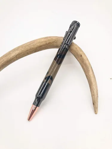 Vista 6 de (1 bolígrafo) 30 Calibre CROMO Bolt Action Pen Kit Completed Pen con brújula en acabado de madera lisa