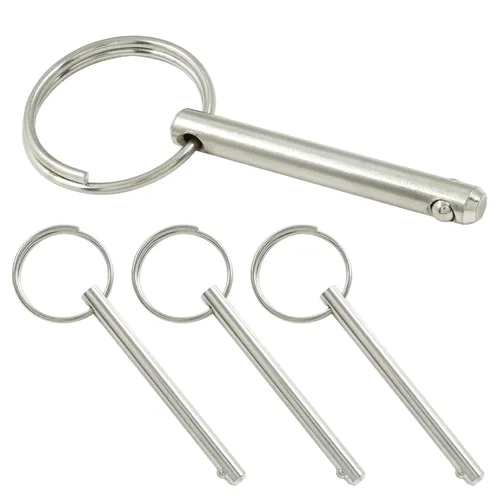 Vista 8 de 4 pasadores de liberación rápida, 1/4 pulgadas (6.3mm) de diámetro, longitud utilizable de 1 pulgada, longitud total 1-1/2 pulgadas, pasadores