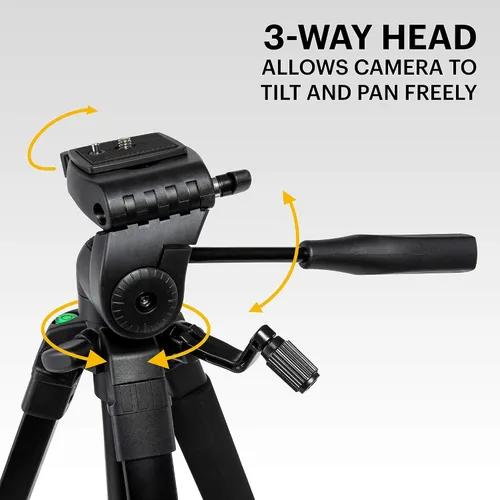Vista 4 de Kodak PhotoGear Trípode de 62 pulgadas con control remoto Trípode de aluminio compacto de 3 secciones que se ajusta de 22 a 62 pulgadas, placa