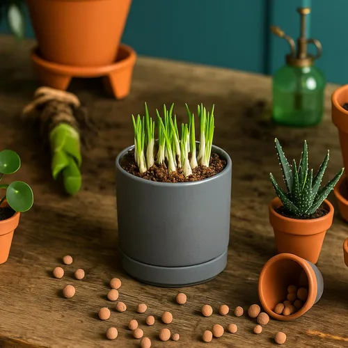 Vista 5 de D'vine Dev Juego de 4 macetas pequeñas de cerámica para plantas, maceta de 3.5 pulgadas para suculentas con orificio de drenaje y platillo, gris