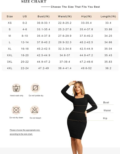 Vista 2 de Popilush Shapewear Dress 9 in 1 Bodycon Dress with Built in Shapewear Lounge Long Sleeve Dresses for Women 2024
