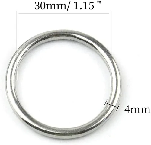 Vista 2 de 20 anillos redondos soldados de acero inoxidable 304 para cinturón de campamento, correas de perro, accesorios de equipaje